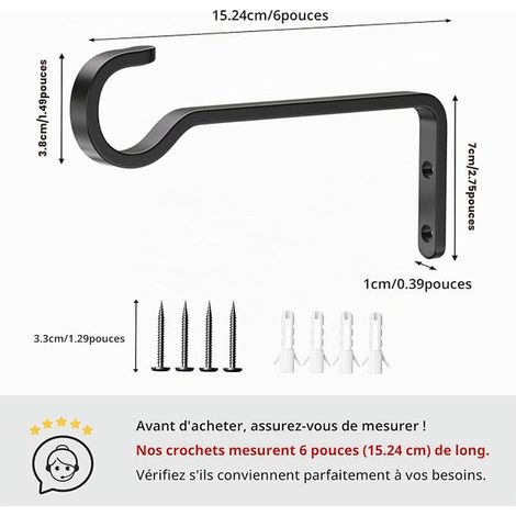 6 inch Wall Hooks for Flower Hanging, Hanging Plant Hanger, Outdoor Plant Brackets, Wall Hooks for Plants, Lantern Hooks (1/2)