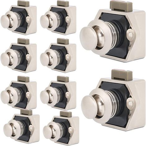 Fermeture à bouton-poussoir pour meubles, 10 pièces, pour la fermeture sans clé des tiroirs et des portes, bouton-poussoir en métal avec loquet, convient à tous les types de meubles à la maison, home (1/5)