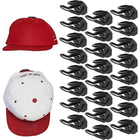 Filiyano-Lot de 24 crochets adhésifs pour chapeaux, étagère murale, porte-casquettes de baseball, sans perçage, noir (1/5)