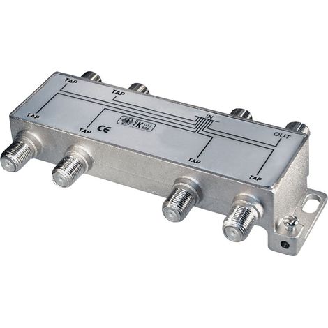 Taps 6-way tap, screening 120 db, for digital signals, f-jack - 7x f-jack, high quality digital series 5 - 1000 mhz, through loss at 500 mhz: 3,7 db, tap loss at 500 mhz: 14,0 db ± 1,0