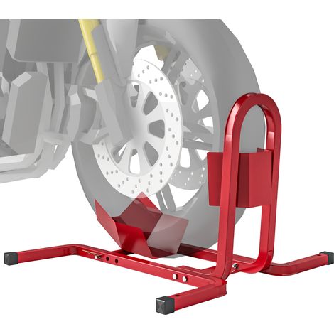 Blocca Ruota Moto Regolabile su 3 Livelli da 250 kg max in Metallo, 60x55x43 cm, Rosso