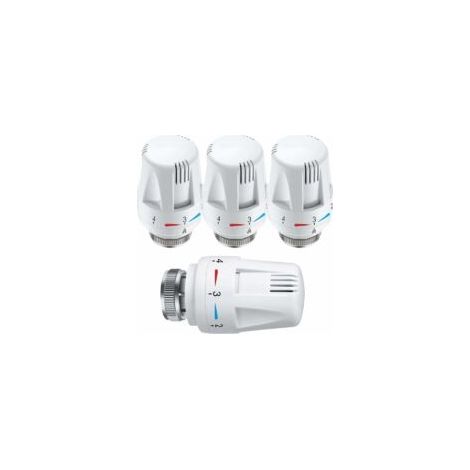Thermostat-Heizkörperventilkopf, 4-teiliges Set, Standard M30 x 1,5, Temperaturregelung für Zuhause und Büro, Weiß - Crezuo