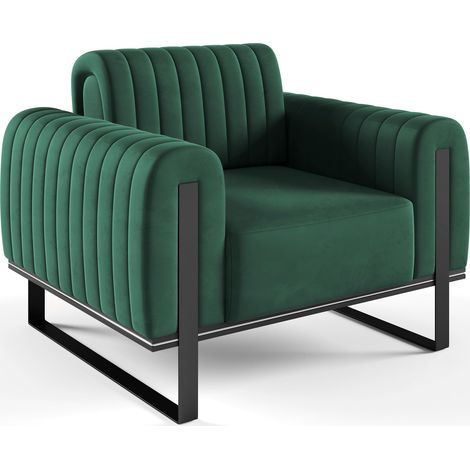 Selsey Parissa - Sessel, Samt Grün schwarze Füße, 106 cm (1/5)