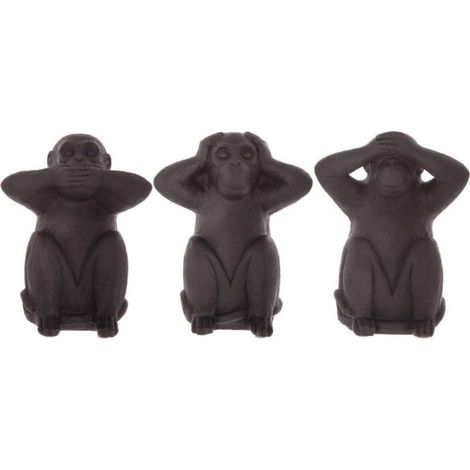 Atmosphera – Lot de 3 statues de singes 'Sagesse' 24cm en résine noire – Décoration intérieure élégante – Apportez une touche unique à votre espace (1/5)