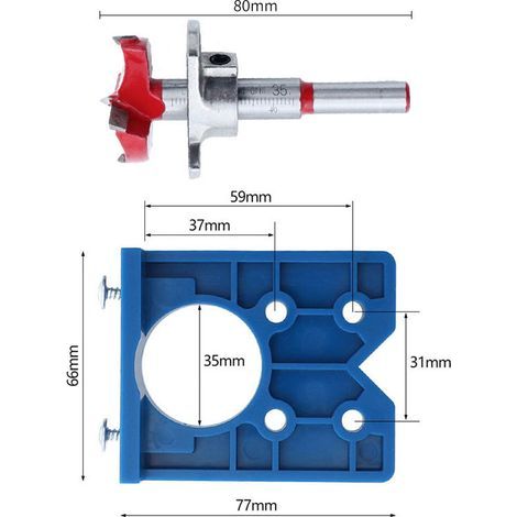 Gabarit de perçage pour charnières invisibles de 35 mm, ensemble de gabarits, guide de perçage avec repère de perçage pour charnières de meubles (1/4)
