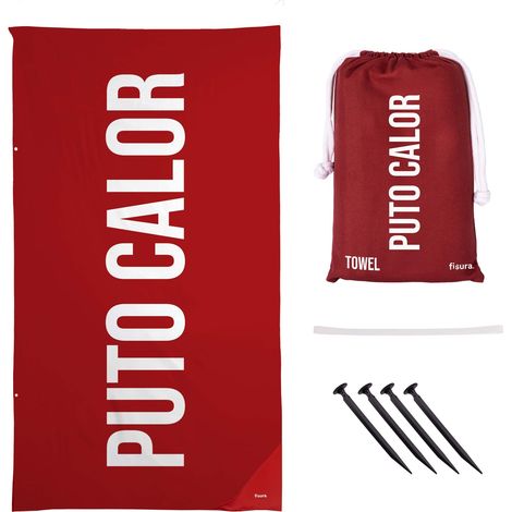 Fisura – Asciugamano da spiaggia grande rosso Pto Calor. Asciugamano in microfibra leggera per piscina, spiaggia, campeggio o picnic. Anti sabbia. Asciugatura rapida. Regalo originale. 180 x 100 cm (1/5)