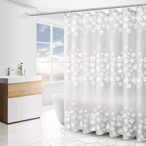 Rideau de douche anti-moisissures - imperméable - anneaux de suspension inclus - 180 x 180 cm - polyester - motif floral (1/2)