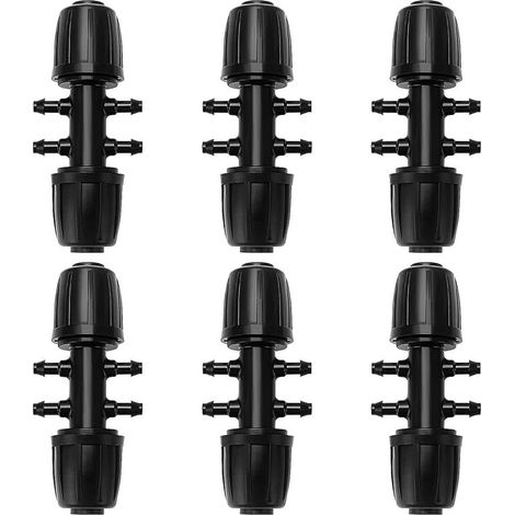 6 Pièces 13/16 mm à 4/7 mm Connecteur de Tuyau en T Barbelé, 6-Voies Raccord de Tuyau D'Irrigation, Connecteur d'Irrigation Goutte à Goutte à 6-Voies pour Jardin, Pelouse, Noir (1/5)
