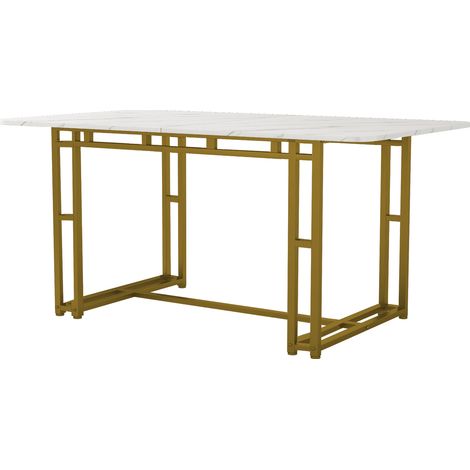 Tavolo da pranzo moderno 120x70 cm in MDF con gambe in metallo dorato MODENUIT (1/5)