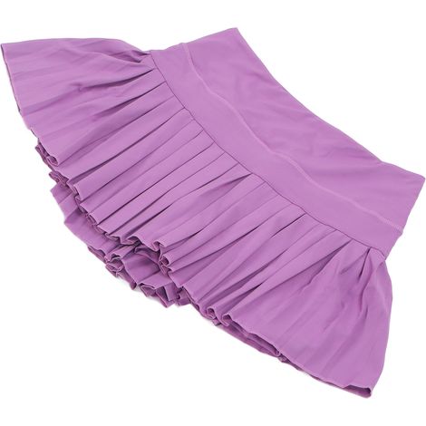 Jupe-short de tennis plissée avec poches, idéale pour le sport et la course à pied. Jupe de sport violette pour femme, taille L. (1/5)