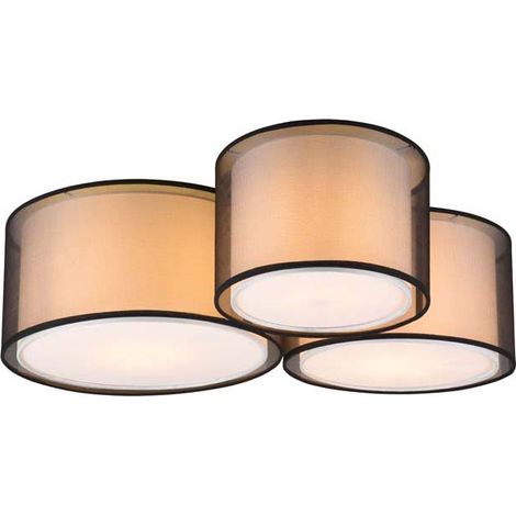 Plafonnier design, Plafonnier medium 3 lampes Burton en tissu Noir en Fabric, TRIO (1/5)
