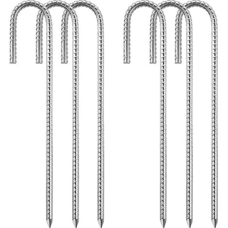 (8 mm x 30 cm) Piquets de tente en acier set de 6 Kit de fixation de trampoline en J galvanisé Tente de trampoline Tente de camping Balançoire Toile de trampoline (1/5)