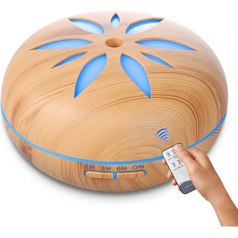 Diffuseur d'Huile Essentielle 550ml, Humidificateur d'air Ultrasonique Brume Arôme Parfum Electrique avec Télécommande 7 Couleurs Changeantes Arrêt Automatique pour Chambre/Salon/SPA/Yoga (1/5)