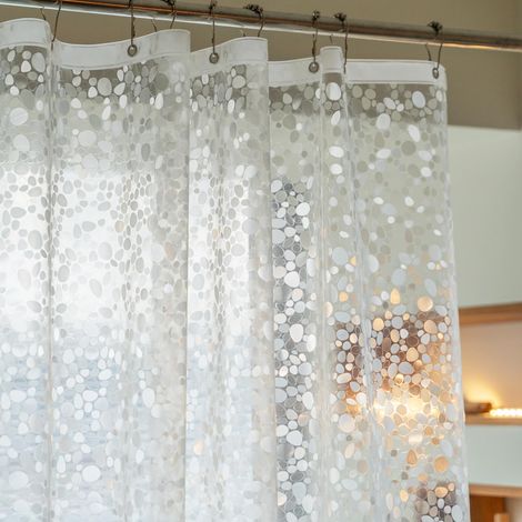 Rideau de douche anti-moisissure 180 x 200 cm avec 3 aimants puissants et 6 clips magnétiques pour la protection contre les fuites, en plastique transparent Eva pour salle (1/5)