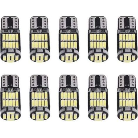 10 Pièces Ampoules LED W5W T10 12V Blanc Intérieur Voiture Plaque Immatriculation (1/4)