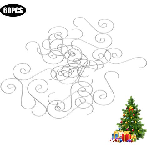 60 crochets métalliques S multifonctions mini pour décoration sapin de Noël argenté (1/5)