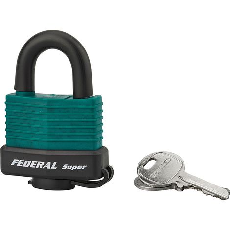 THIRARD - Cadenas à clé Fédéral Lock Sea Line Vert, laiton, extérieur, anse inox, 40mm, 2 clés - THIRARD