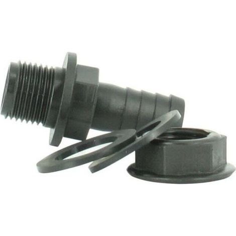 Trop Plein - Embout Cannelé pour Jumelage Cuves et Trop Plein - 3/4" 26 mm x 25 mm (Tuyau) - 2 Joints, pour Cuve Eau, Tonneau, Citerne - 1 Pièce (1/4)