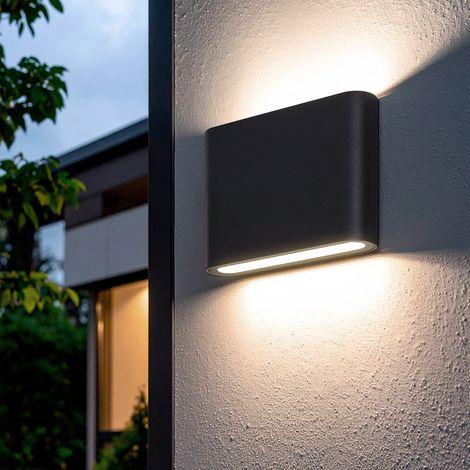 LED Wandleuchte Außen Doppelseitige Beleuchtung Aluminium Luming Schwarz Wählbar (Warm-Neutral) 2700K - 3300K - 4000K ↔11 cm (1/5)