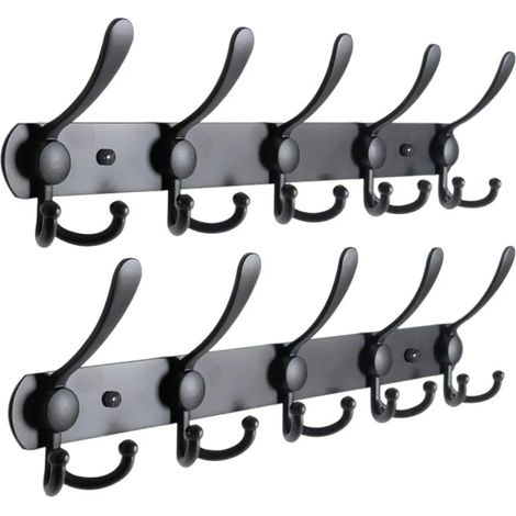 ZOLGINAH Ganchos de pared, Perchero de pared, Percheros, Perchero de pared de acero inoxidable, Perchero, Gancho de pared negro (15 ganchos, 2 paquetes) (1/5)