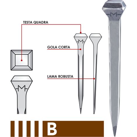 B1 44 mm - 250 pz: Chiodi Mondial per buoi modello B
