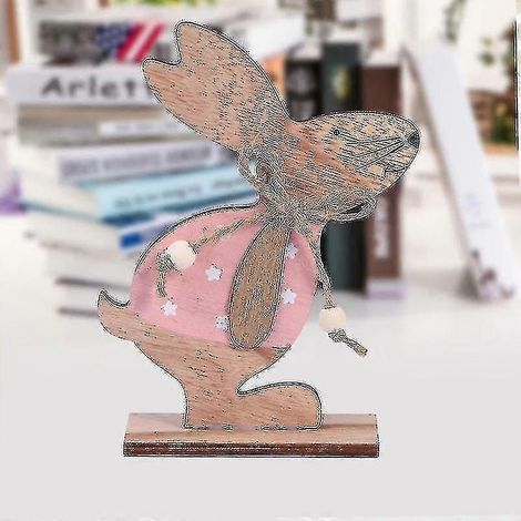 Osterhase aus Holz, Schreibtischdekoration, Deko-Paneel, Wohnaccessoires, DIY-Geschenk (rosa Hase) (1/5)