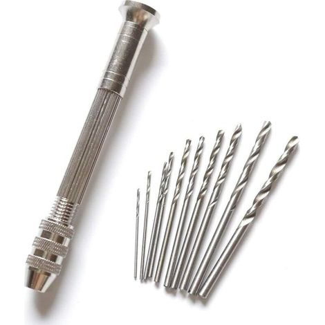 Mini taladro manual con 10 brocas microhelicoidales para títeres y manualidades, herramientas rotativas de 0,8-3,0 mm - KZQ
