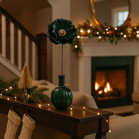 Ramo per albero Papavero verde laccato decorativo alto 68 cm (1/4)