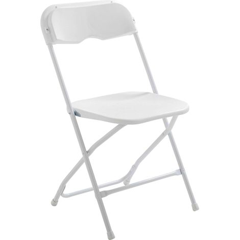 Rekkem – Chaise pliante plastique blanche – Structure acier époxy – Dossier PEHD – Charge max 110kg – Pliable et antidérapante (1/5)
