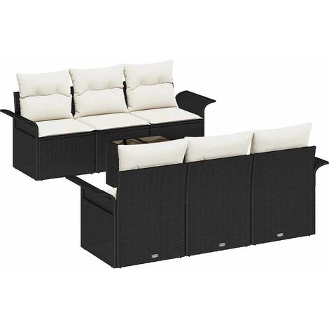 Maison Exclusive - Set Divano da Giardino 7 pcs Nero e Crema polyrattan