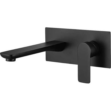 Wall Mounted Basin Mixer Tap Bathroom Mixer Tap with Extra Wide Spout Concealed Faucet Single Handle Basin Mixer Tap Bathtub Faucet Wall Mounted Faucet (Black) (1/5)