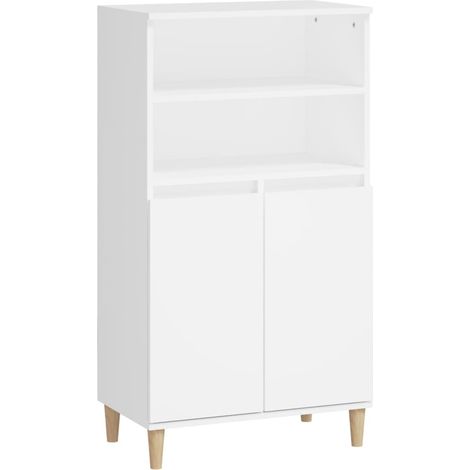 Buffet haut Meuble de rangement Blanc 60x36x110 cm Bois d'ingénierie (1/5)