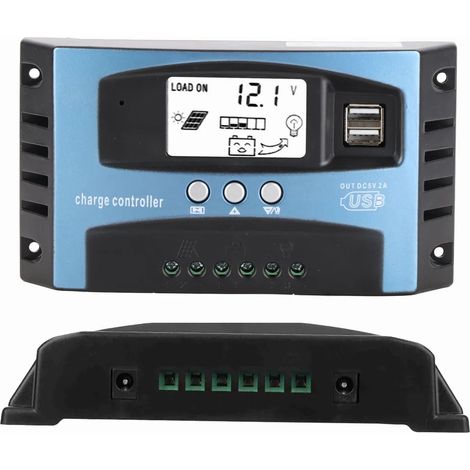 Contrôleur de charge solaire MPPT 100A avec double port USB et écran LCD, 12V/24V (1/5)