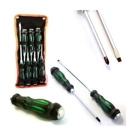 KIT SET 7 CACCIAVITI CACCIAVITE IMPATTO A CROCE E TAGLIO CON MANICO AD IMPATTO