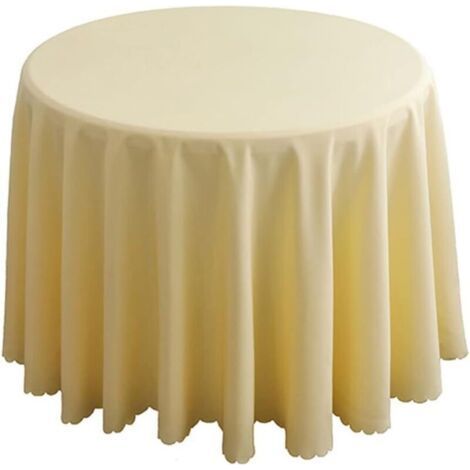 Polyester tablecloth, table linen, coffee table, kitchen table, round tablecloth, simple style, beige, diameter 260 cm (1/5)