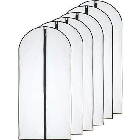 Paquete de 6 bolsas para ropa negras transparentes a prueba de polillas de 60 cm x 120 cm con cierre de cremallera. (1/4)