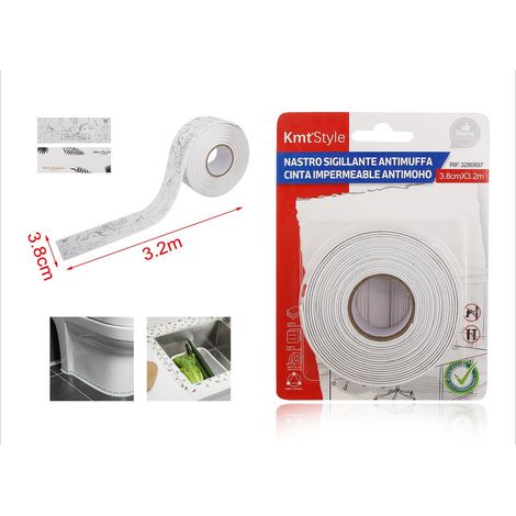 Nastro Adesivo Sigillante Antimuffa 38mm X 320cm Bianco con Simboli Foglie Alberi (1/3)