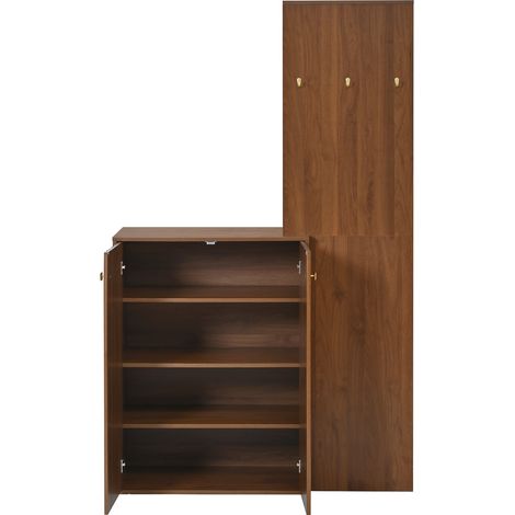 Meubles d'entrée avec Armoire à Chaussures et Penderie, Crochets, Tringle, Étagères Réglables, MDF, 115×38,5×191,5 cm, Noyer (1/5)