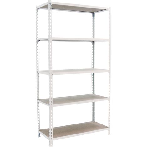 SimonRack Scaffale Portaoggetti, 2000x1100x300 mm, 5 Ripiani in Legno, Portata 200 kg per Ripiano, Scaffale da Garage, Bianco/Legno – Maderclick
