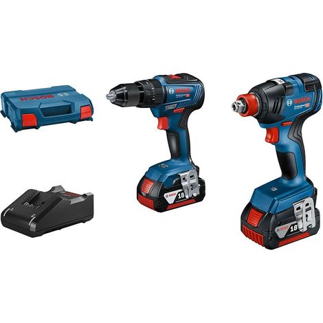 18V System combi-kit : Boulonneuse GDX 18V-200 + perceuse-visseuse à percussion GSB 18V-55 (avec 2 batteries GBA 18V 4.0Ah, chargeur rapide GAL 18V-40, L-Case) (1/5)