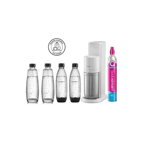 Machine à soda et eau pétillante SODASTREAM - DUO Blanche - 2 carafes en verre - 2 bouteilles - 1 recharge de gaz 60L