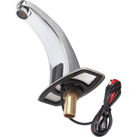 Robinet de lavabo mains libres de luxe à capteur infrarouge sans contact avec câble (piles non incluses) (1/5)