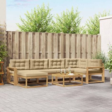 vidaXL Outdoor-Sofagarnitur 7 pcs Weiß und Beige (1/5)