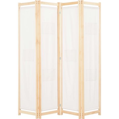 Paravent,Cloison de séparation, Pièce Protéger Privée,Brise Vue 4 panneaux Crème 160x170x4 cm Tissu FNBD53655 MaisonChic (1/5)
