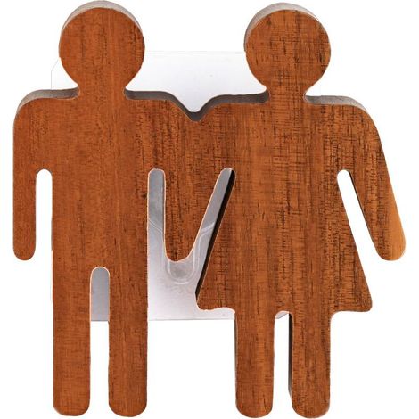 Placca per porta del bagno in acacia modello maschile femminile su adesivo - acacia - Tendance