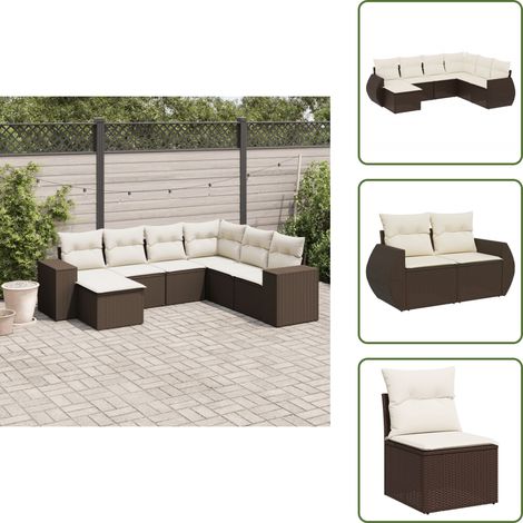 7-tlg. Garten-Sofagarnitur mit Kissen Braun Poly Rattan - Garten Sofagarnitur - Garten Sofagarnituren - Outdoor Sofagarnitur - Sofagarnitur Terrasse