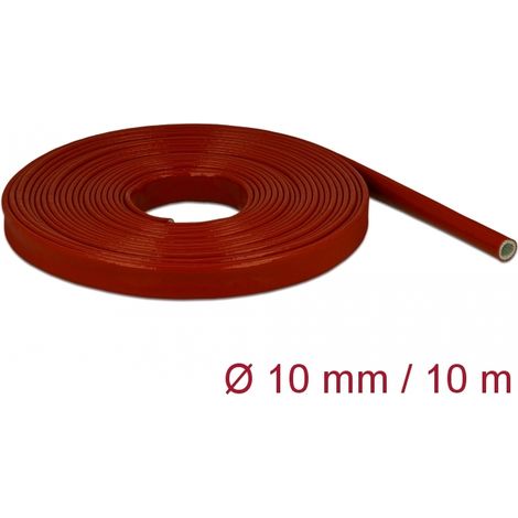Delock Funda resistente al fuego recubierta de silicona 10 m x 10 mm en rojo