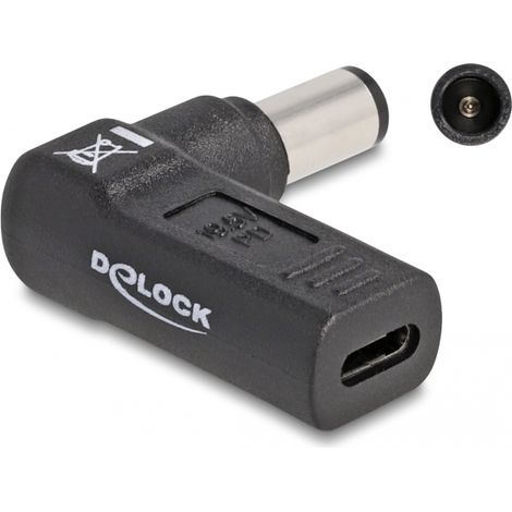 Delock Adaptador para cable de carga de ordenador portÃ¡til USB Type-Câ¢ hembra a HP 7,4 x 5,0 mm macho en Ã¡ngulo de 90Â°