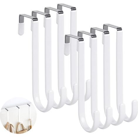 Lot de 8 crochets de porte à suspendre avec patins en feutre pour protéger la surface, crochets pour porte-manteau de porte, crochets en acier inoxydable, porte-manteau de porte à suspendre (1/5)