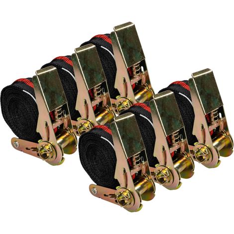 6er Set Spanngurt mit Ratsche - Ratschenspanngurt Zurrgurte 25mm 5m (1/5)